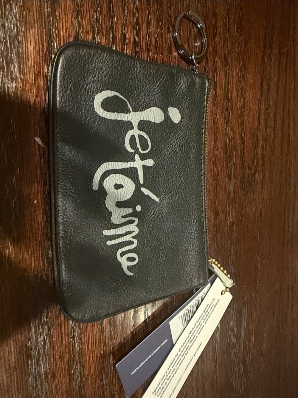Rebecca minkoff black leather pouch with key ring,